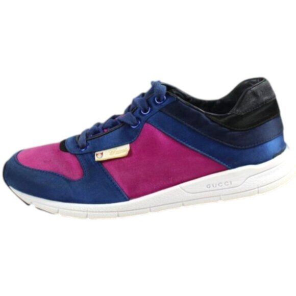 Gucci Web Runner Color Block Navy Fuchsia Lace-Up Trainers Size 36.5 (US 6.5) - Picture 3 of 13